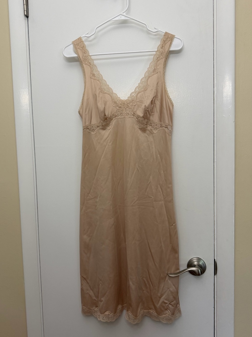 Beige Lace Slip Dress